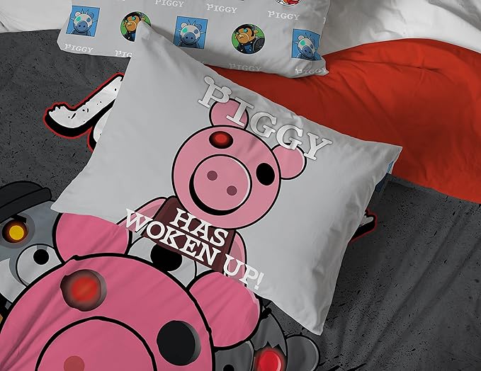 Jay Franco Piggy Join US 7 Piece Queen Size Bed Set - includes Comforter & Sheet Set - Super Soft Fade Resistant Polyester (Official Piggy Product) - LeafyLoom