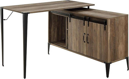 NicBex Laik-DW-00068-DX Desks, 48" W x 48" D x 31" H, Rustic Oak+Black - LeafyLoom