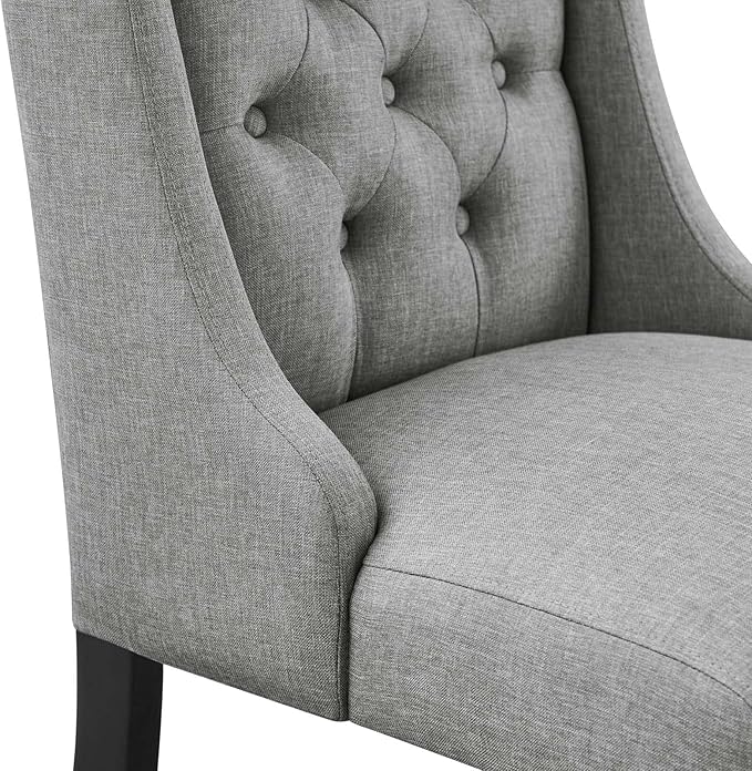 Modway Baronet Button Tufted Fabric, One Dining Chair, Light Gray - LeafyLoom