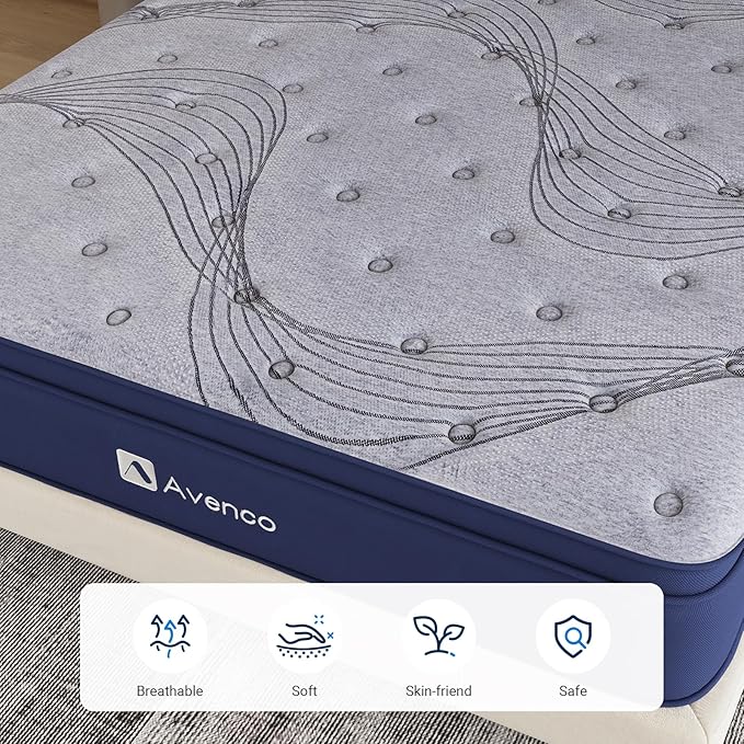 Avenco Full Size Mattress, 10 Inch Mattress  Relief and SoFull Hybrid, Medium Firm Full Mattress in a Box for Pressureund Sleep, Wrapped Coils and CertiPUR-US Foam, Soft Breathable Fabric - LeafyLoom