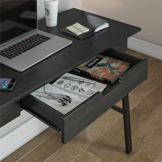 Ameriwood Home Oxford Computer Desk with Drawer, Black Oak - LeafyLoom