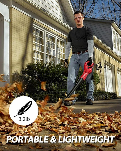 AVID POWER Cordless Leaf Blower, 20V Battery Powered Leaf Blower with 2.0Ah Battery and Charger, 140 MPH 155 CFM Electric Leaf Blower Light Duty for Lawn Care - LeafyLoom