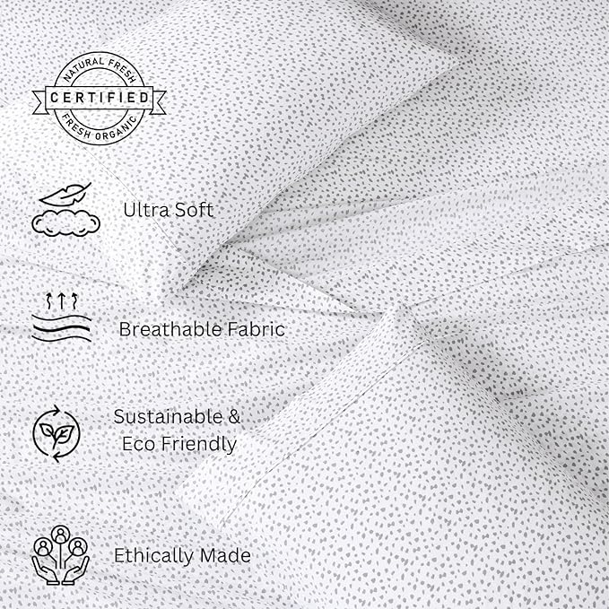 LANE LINEN 100% Organic Cotton Twin XL Sheets Set 3-Piece Pure Percale Soft Bedding Breathable Fits Mattress Upto 15" Deep - Haze Grey - LeafyLoom