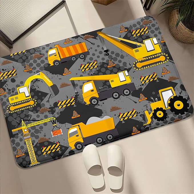 Construction Rugs for Boys Room Play Rug for Cars and Trucks Car Rug Play Mat Kids Rugs for Playroom Car Rug for Boys Room Construction Decor for Boys Room,Grey 2'×3' - LeafyLoom