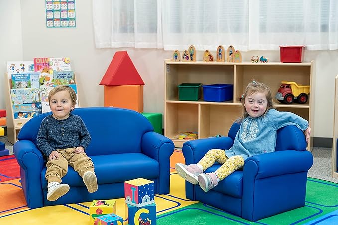 Children's Factory As We Grow Chair and Couch, Blue, CF805-309, Flexible Classroom Seating, Toddler Nursery Décor, Kids Playroom or Daycare Furniture - LeafyLoom