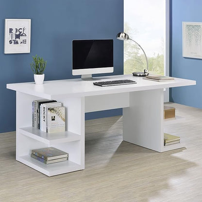 Coaster Home Furnishings Alice Writing Desk White with Open Shelves - LeafyLoom