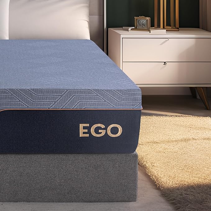 EGOHOME 14 Inch Queen Mattress, Copper Gel Memory Foam Mattress for Pain Relief, Therapeutic Mattress in a Box, CertiPUR-US Certified, Fiberglass Free Medium Mattress, Black - LeafyLoom