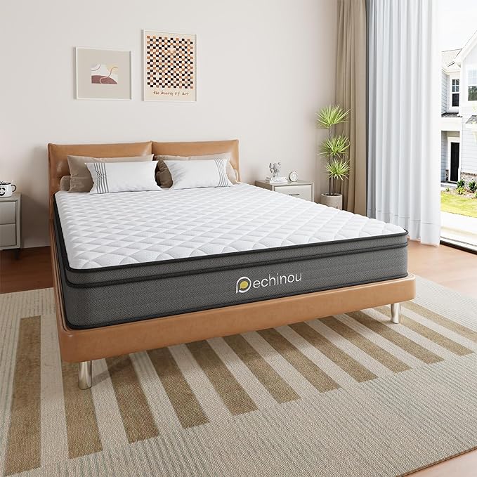 8 INCH Queen Size Mattress, Queen Mattress with Gel Memory Foam and Spring, Breathable Hybrid Mattress in a Box for a Cool & Peaceful Sleep, Strong Edge & Medium Firm Support, CertiPUR-US - LeafyLoom