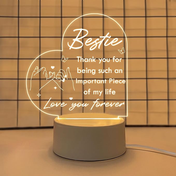 to My Bestie Gifts, Best Friend Birthday Gifts Night Light, Friendship Gifts for Women Friends, Best Friend Christmas Valentines Day Gift - LeafyLoom