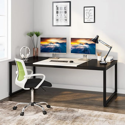 70.8 Inch Executive Desk, Large Computer Office Desk, Modern Simple Business Study Writing Table for Home Office - LeafyLoom