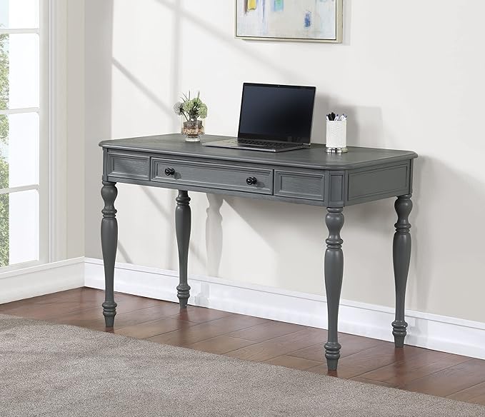 OSP Home Furnishings Country Meadows 48 Inch Writing Desk with Drawer, Plantation Grey - LeafyLoom