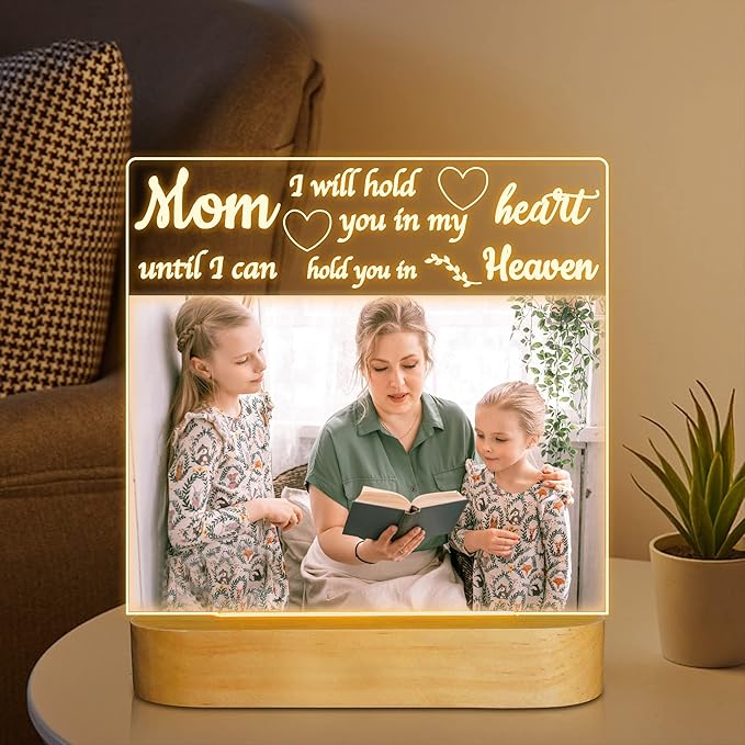 Attivolife Gift for Mother - Acrylic Photo Frame with Warm Color LED Light, Desk Display 4x6 Picture, Best Present for Mom Birthday Mother's Day Valentine Day - LeafyLoom