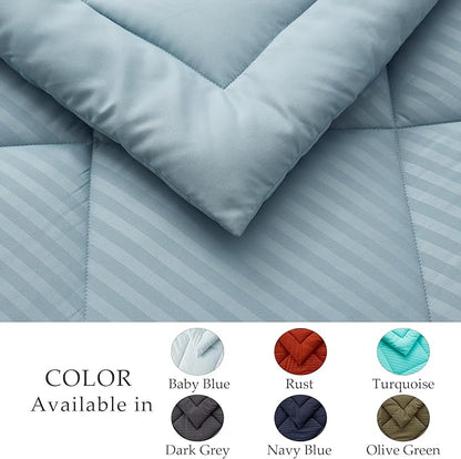 NexHome Blue Grey King Bed in a Bag 7-Pieces Comforter Sets with Comforter and Sheets Soft All Season Bedding Sets with Comforter, Pillow Shams, Flat Sheet, Fitted Sheet and Pillowcases - LeafyLoom