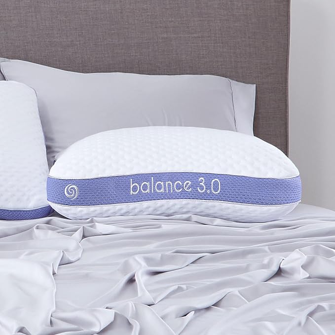 Bedgear Balance Cuddle Curve Performance Pillow - Size 3.0 - Moisture-Wicking Pillow for Side Sleepers - Medium Firmness Bed Pillow- Hypoallergenic, Washable Removable Cover - 20" W x 26" L x 6.5" H - LeafyLoom