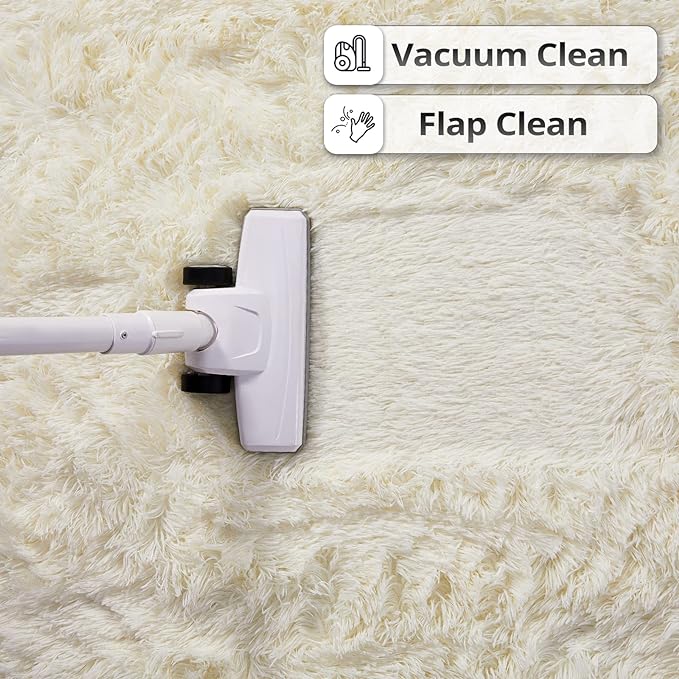 YOBATH Soft Fluffy Area Rugs for Bedroom 5x8 Feet, Plush Shaggy Carpet Rugs for Living Room Kids Girls Boys Baby Room, Fuzzy Shag Rug for Playroom Classroom Nursery Dorm Room Decor, Cream White - LeafyLoom