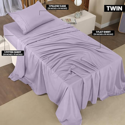 Utopia Bedding Twin XL Sheets - 3 Piece Bedding - Brushed Microfiber - Shrinkage and Fade Resistant - Easy Care (Twin XL Twin Extra Long Lavender) - LeafyLoom