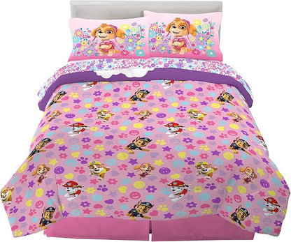 Franco Kids Bedding Super Soft Comforter and Sheet Set, 5 Piece Full Size, Paw Patrol Girls - LeafyLoom