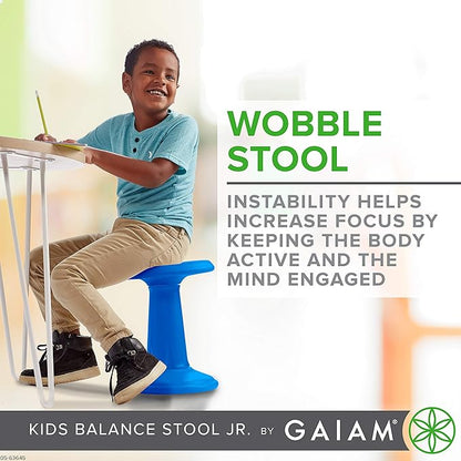 Gaiam Kids Wobble Stool Desk Chair - Alternative Flexible Seating Balance Wiggle Chair | ADHD Sensory Fidget Core Rocker Child Seat Elementary School Classroom Furniture for Student, Toddler, Ages 5-8 - LeafyLoom