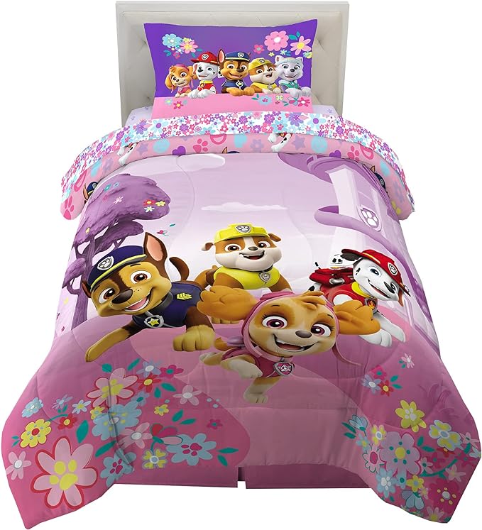 Paw Patrol Girls Kids Bedding Super Soft Comforter and Sheet Set, (4 Piece) Twin Size, (Official) Nickelodeon Product By Franco - LeafyLoom