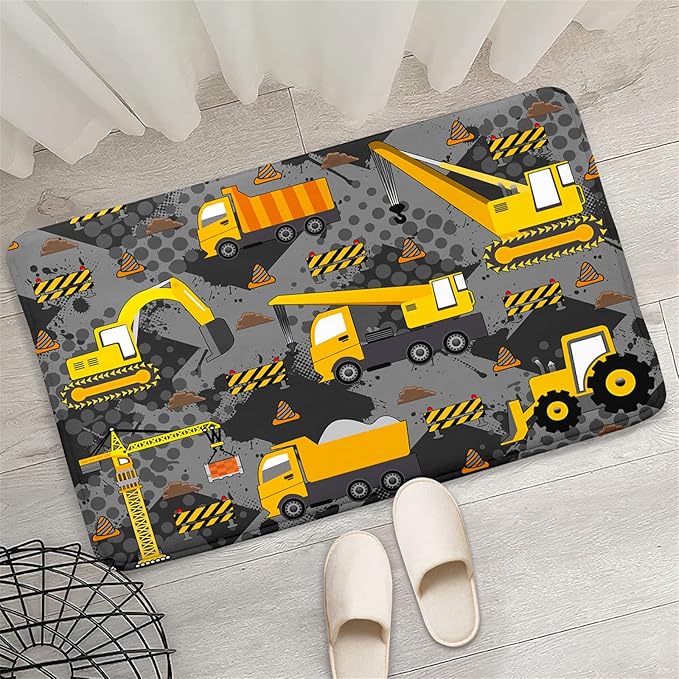 Construction Rugs for Boys Room Play Rug for Cars and Trucks Car Rug Play Mat Kids Rugs for Playroom Car Rug for Boys Room Construction Decor for Boys Room,Grey 2'×3' - LeafyLoom