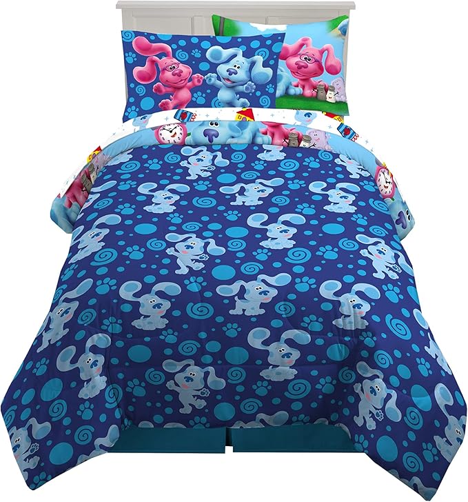 Franco Kids Bedding Super Soft Comforter and Sheet Set with Sham, 5 Piece Twin Size, Blues Clues - LeafyLoom