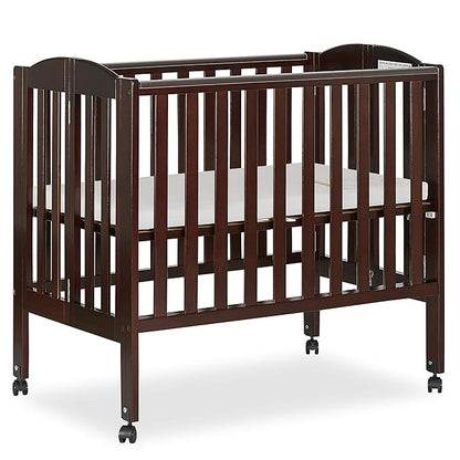 Dream On Me 2 in 1 Portable Folding Stationary Side Crib in Espresso, Greenguard Gold Certified 40x26x38 Inch (Pack of 1) - LeafyLoom