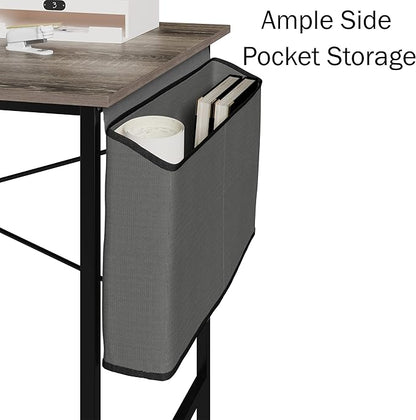 Lavish Home Modern Computer Desk with Industrial Style Woodgrain Look and Steel for Home Office, Bedroom, or Craft Table, with Storage Bag, (L) 47” x (W) 23.5” x (H) 29.5”, Gray - LeafyLoom