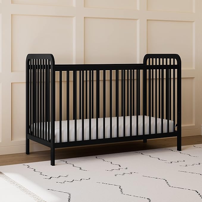 Storkcraft Pasadena 3-in-1 Convertible Crib (Black) – GREENGUARD Gold Certified, Converts to Daybed and Toddler Bed, Fits Standard Full-Size Crib Mattress, Adjustable Mattress Height - LeafyLoom