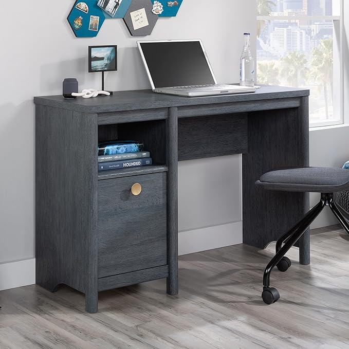 Sauder Dover Edge Home Office Desk, L: 43.15" x W: 17.24" x H: 29.09", Denim Oak Finish - LeafyLoom