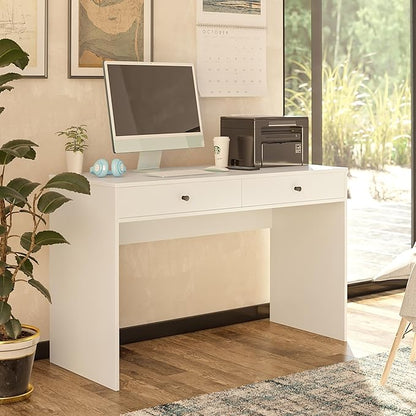 Ameriwood Home The Loft 2 Drawer Desk, White - LeafyLoom