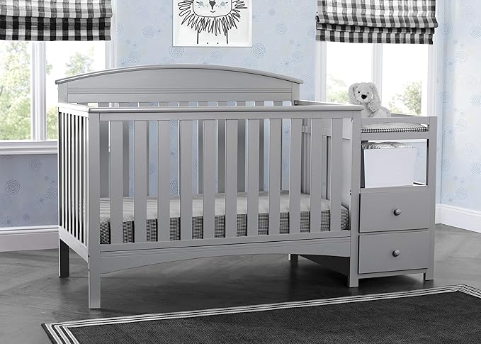 Delta Children Abby Convertible Crib and Changer, Grey - LeafyLoom