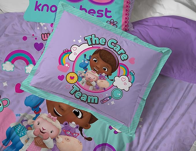 Jay Franco Disney Junior Doc McStuffins Hospital 5 Piece Twin Bed Set - includes Reversible Comforter & Sheet Set - Super Soft Fade Resistant Microfiber (Official Disney Junior Product) - LeafyLoom