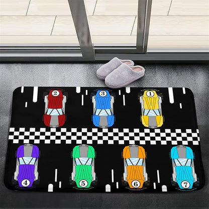 Race Car Rug Kids Play Area Rugs Race Car Track Rug Kids Rug with Roads and Tracks Car Track Carpet Car Rug for Boys Room Race Car Room Decor for Boys,Black 2'×3' - LeafyLoom