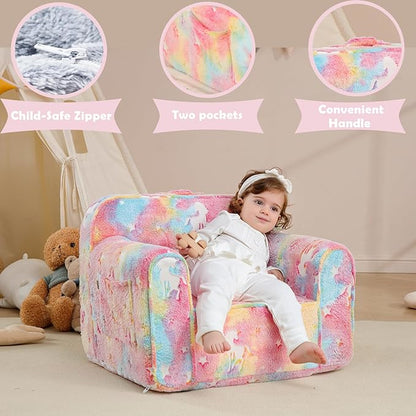 Comfy Toddler Chair Kids Chair,Toddler Foam Chair,Kids Armchair Toddler Couch Baby Kids Sofa Reading Chair with Glow in The Dark(Glow Pink) - LeafyLoom