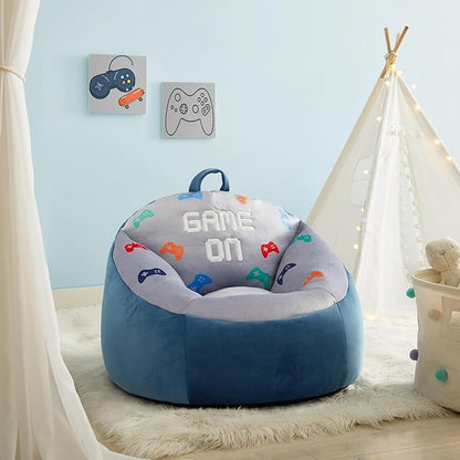 Heritage Kids Micromink Squishy Bean Bag Chair for Kids Ages 3+, Gamer - LeafyLoom