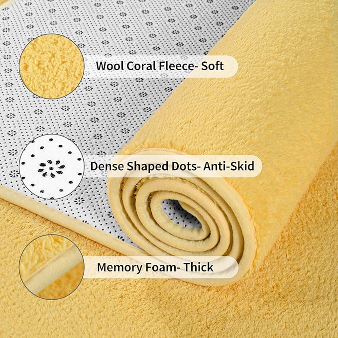 Area Rugs for Bedroom Living Room, 5x8 Yellow Super Soft Comfy Thickened Memory-Foam Indoor Carpets, Modern Aesthetic Minimalist Carpet for Boys Girls Adults Apartment Nursery Home Décor - LeafyLoom