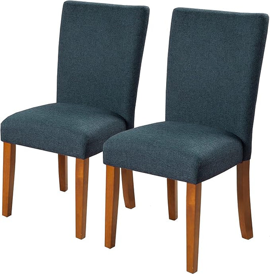 HomePop Parsons Classic Upholstered Accent Dining Chair, Set of 2, Navy - LeafyLoom