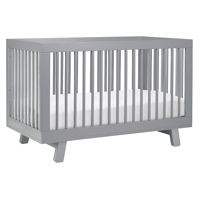 Babyletto Hudson 3-in-1 Convertible Crib with Toddler Bed Conversion Kit in Grey, Greenguard Gold Certified - LeafyLoom