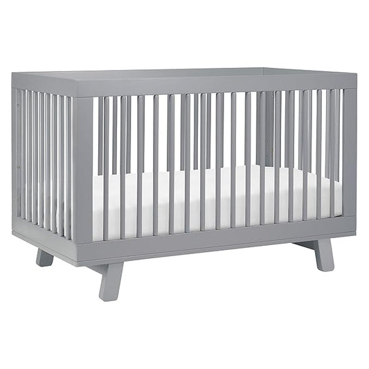 Babyletto Hudson 3-in-1 Convertible Crib with Toddler Bed Conversion Kit in Grey, Greenguard Gold Certified - LeafyLoom