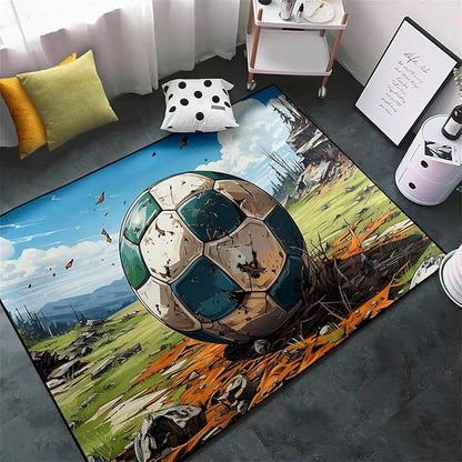 Football Rug for Boys Bedroom - Kids Rug Football Rug Basketball Rugs for Teen Boys Bedroom Football Carpet for Boys Bedroom Football Rugs for Boys Girls Sports Room,5'×7' - LeafyLoom