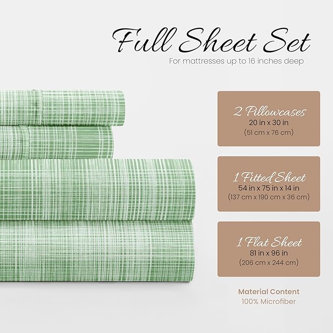 Linen Market 4 Piece Full Bedding Sheet Set (Forest Thatch) - Sleep Better Than Ever with These Ultra-Soft & Cooling Bed Sheets for Your Full Size Bed - Deep Pocket Fits 16" Mattress - LeafyLoom