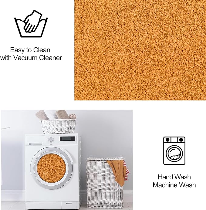 Area Rugs for Bedroom Living Room, 4x6 Orange Super Soft Comfy Thickened Memory-Foam Indoor Carpets, Modern Aesthetic Minimalist Carpet for Boys Girls Adults Apartment Nursery Home Décor - LeafyLoom