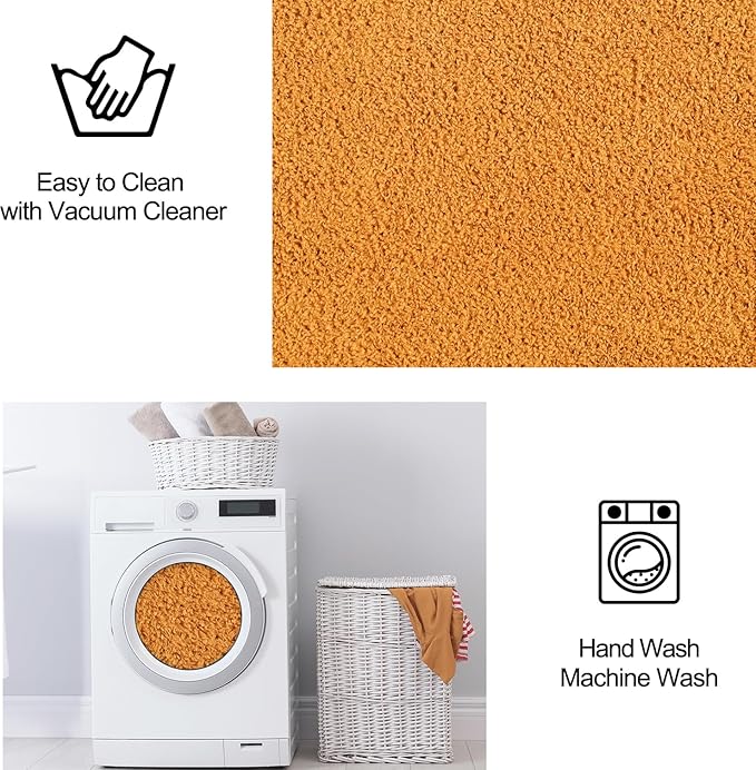 Area Rugs for Bedroom Living Room, 6x9 Orange Super Soft Comfy Thickened Memory-Foam Indoor Carpets, Modern Aesthetic Minimalist Carpet for Boys Girls Adults Apartment Nursery Home Décor - LeafyLoom