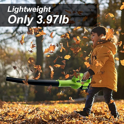 YOUGFIN Cordless Leaf Blower,21V Battery Powered Leaf Blower for Lawn Care, Electric Lightweight Mini Leaf Blower (Battery & Charger Included) - LeafyLoom