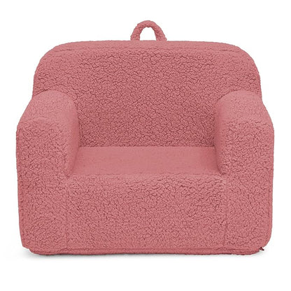 Delta Children Sherpa Cozee Chair - Foam Kids Chair for Ages 18 Months and Up, Rose - LeafyLoom