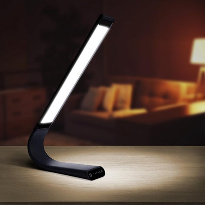 Luxe Cordless Eye Friendly LED Desk Lamp, USB Rechargeable, Up to 40 Hours of Continuous Light, Touch Control, 6 Brightness Levels, 3 Light Modes, 360 Adjustable Modern Design, Portable (Space Gray) - LeafyLoom