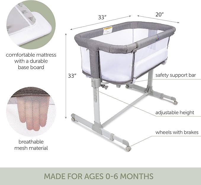 3 in 1 Baby Bassinet, Bedside Sleeper, & Playpen, Easy Folding Portable Crib (Grey)- KoolaBaby (Mesh Bassinet) - LeafyLoom