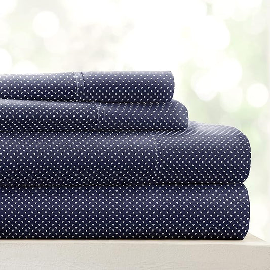 Linen Market 4 Piece Full Bedding Sheet Set (Navy Blue Hearts) - Sleep Better Than Ever with These Ultra-Soft & Cooling Bed Sheets for Your Full Size Bed - Deep Pocket Fits 16" Mattress - LeafyLoom