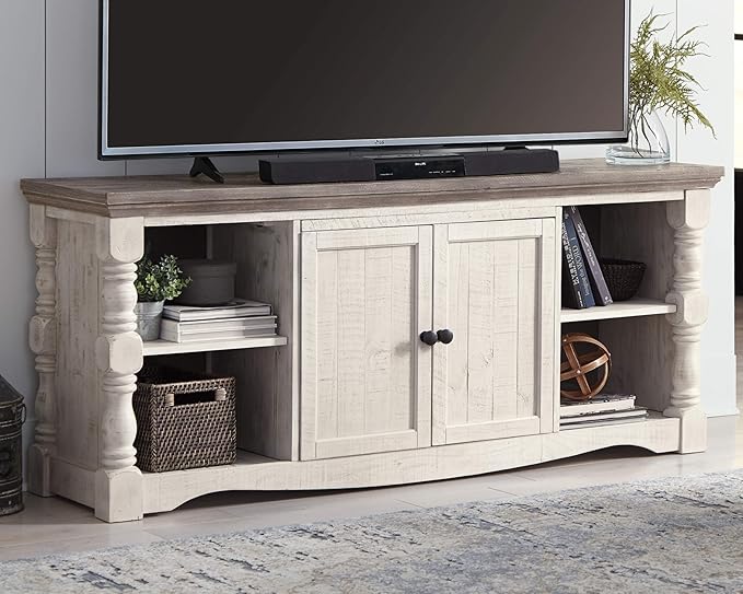 Signature Design by Ashley Havalance Farmhouse TV Stand and Lift Top Coffee Table Bundle - LeafyLoom