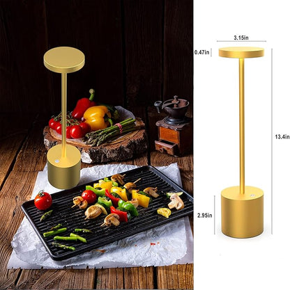 Rechargeable Cordless LED Table Lamp, Portable USB Metal Desk Lamp 6000mAh Battery Operated 3 Level Dimmable Reading Lights for Bedside Nightstand Restaurant Parlor Dining 2Pack Gold - LeafyLoom